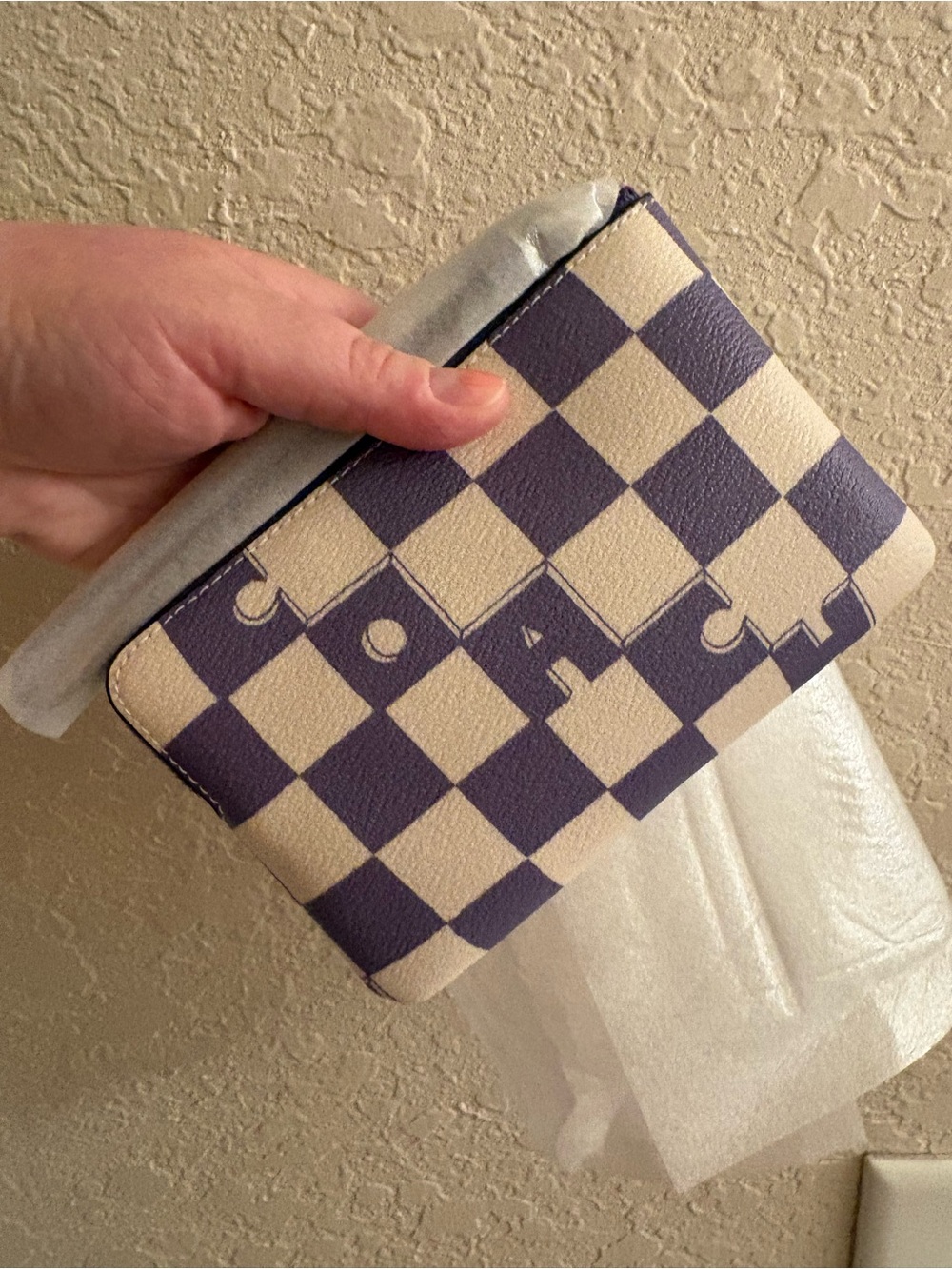 Coach Corner Zip Checkerboard Wristlet Light Violet BRAND NEW! With tags! - Picture 2 of 6